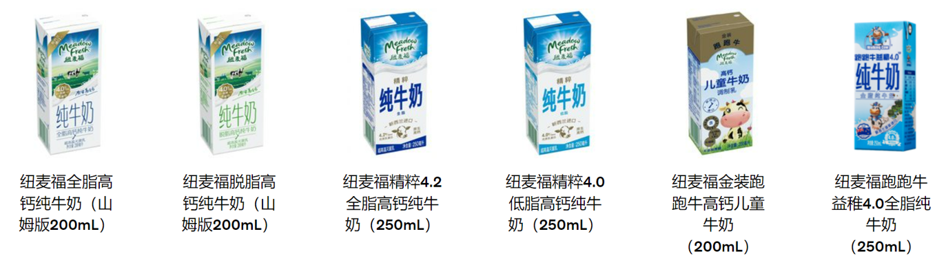6款牛奶可宣称草饲/散养（蛋白质4.0 牛奶）