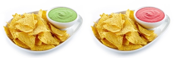 绿色和粉色的蘸酱