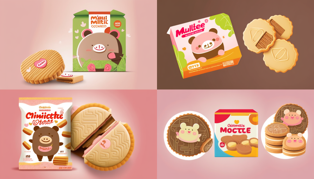 midjourney设计的竹子味可爱小猪饼干包装